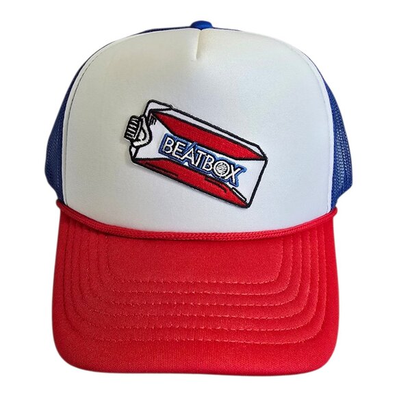 NEW! Beatbox Party Punch Adjustable Baseball Cap Trucker Hat Red White Blue - Picture 1 of 8